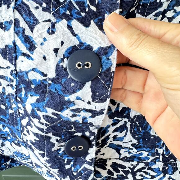 Coldwater Creek Sz 10 100% Cotton Blue and White Textured Jacket Casual Polished - Picture 3 of 7